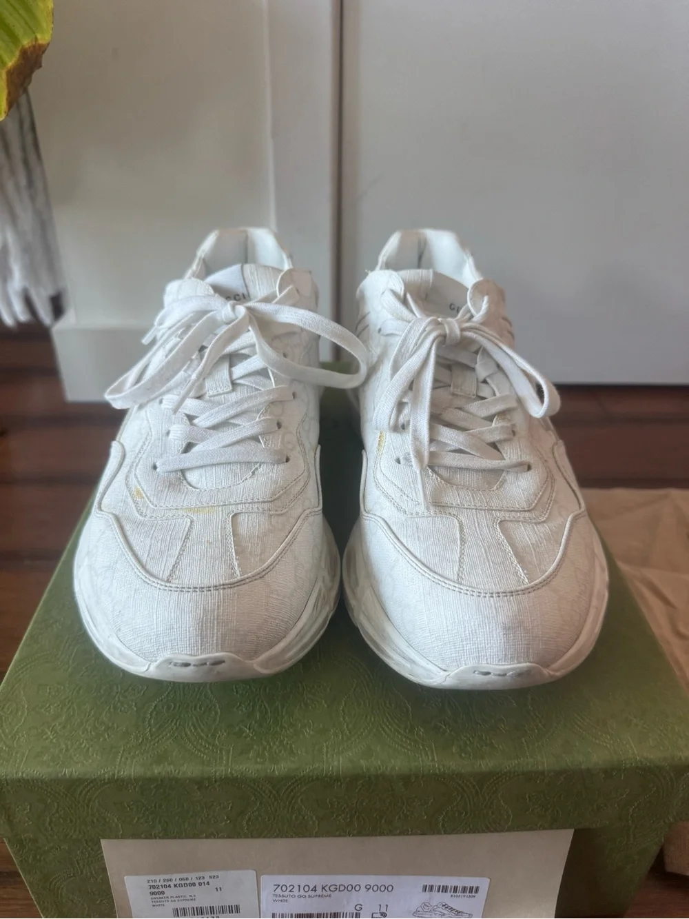 Gucci White Chunky Mesh & Leather Sneakers